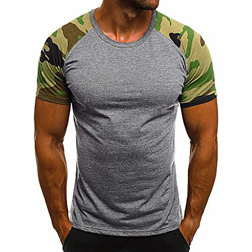

fashion men's casual slim camouflage printed short sleeve t shirt top blouse