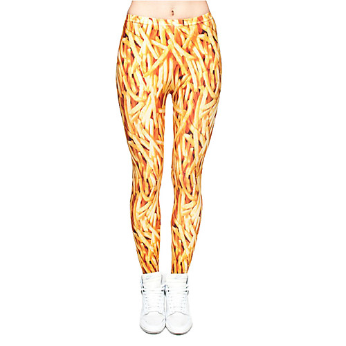 

Women's Sporty Comfort Sports Gym Yoga Leggings Pants Galaxy 3D Fruit Ankle-Length Print Orange