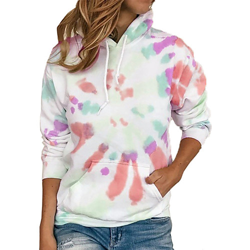 

Women's Hoodie Pullover Graphic Tie Dye Front Pocket Daily Basic Casual Hoodies Sweatshirts Blue Yellow Blushing Pink