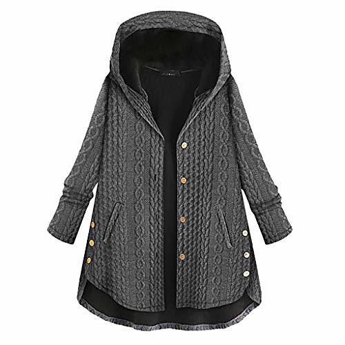 

Women's Plus Size Sweater Coat Pocket Button Front Plain Hoodie Daily Winter Blue Gray Big Size L XL 2XL 3XL 4XL / Cotton