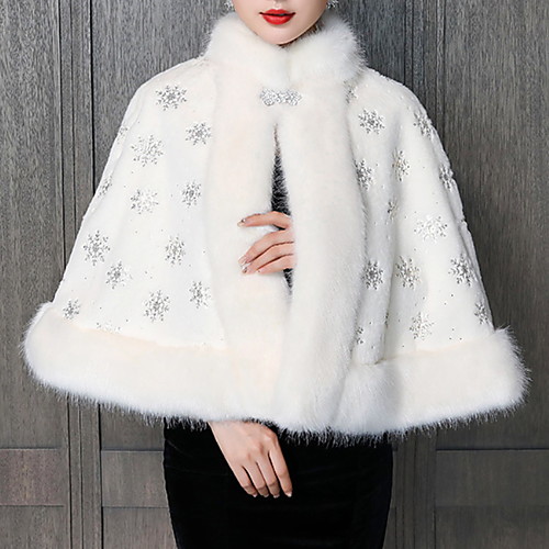 

Long Sleeve Shawls Faux Fur Wedding Women's Wrap With Solid