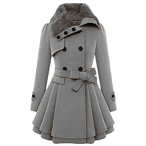 

womens fashion long sleeve coats winter warm fur collar outwear grey xs