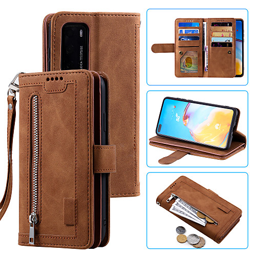 

Phone Case For Huawei Full Body Case Leather HUAWEI P40 HUAWEI P40 Pro Huawei P30 Huawei P30 Lite P40 lite Shockproof Solid Color PU Leather