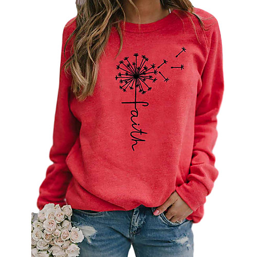 

Women's Hoodie Sweatshirt Graphic Text Dandelion Daily Basic Casual Hoodies Sweatshirts Blue Yellow Fuchsia / Letter