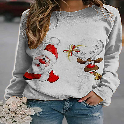 

Women's Pullover Hoodie Sweatshirt Graphic Christmas Daily Casual Christmas Hoodies Sweatshirts Gray / Micro-elastic