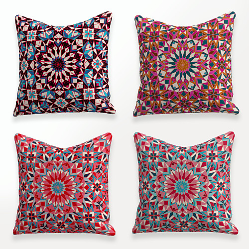 

Cushion Cover 4PCS Faux Linen Soft Decorative Square Throw Pillow Cover Cushion Case Pillowcase for Sofa Bedroom 45 x 45 cm (18 x 18 Inch) Superior Quality Mashine Washable Vintage Floral Printed