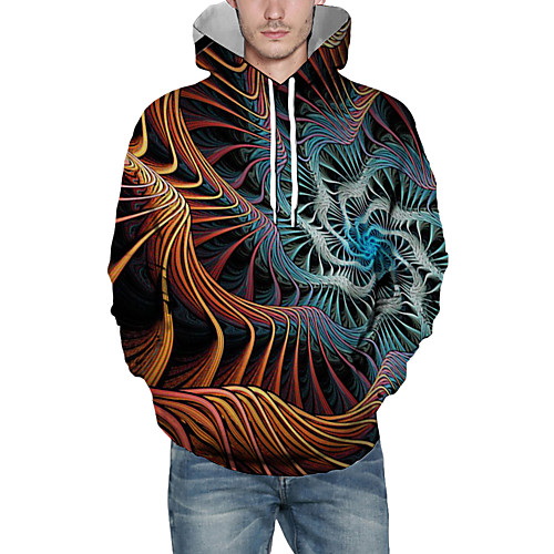 

Men's Pullover Hoodie Sweatshirt Graphic Abstract 3D Front Pocket Hooded Daily 3D Print 3D Print Casual Hoodies Sweatshirts Long Sleeve Yellow