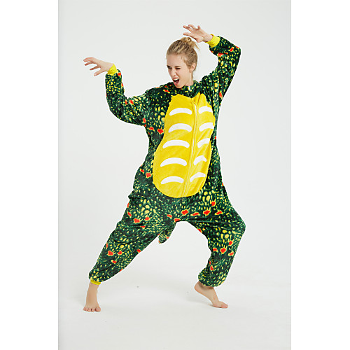 

Kid's Adults' Kigurumi Pajamas Dragon Onesie Pajamas Flannel Fabric Green Cosplay For Men and Women Boys and Girls Animal Sleepwear Cartoon Festival / Holiday Costumes