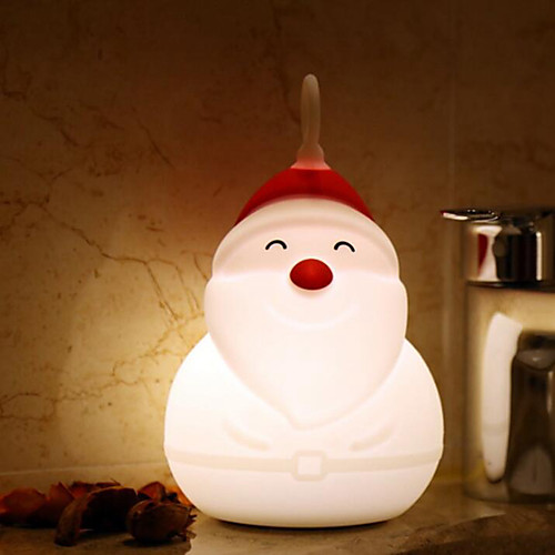 

Christmas Gift Colorful Santa Claus Silicone Night Light 6.3 inch Creative Bedside Tap Touch Lamp Bedroom Table Lamp Nursing Light for Kid Baby