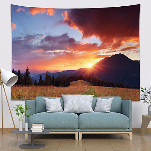 

Wall Tapestry Art Deco Blanket Curtain Picnic Table Cloth Hanging Home Bedroom Living Room Dormitory Decoration Polyester Fiber The Setting Sun in The Mountains