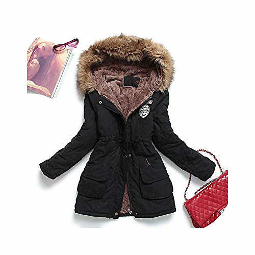 

new winter women jacket thicken hooded wadded coat slim cotton padded jacket,black,s