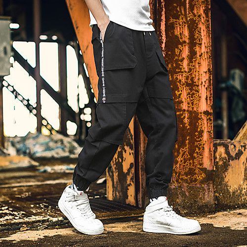 

Men's Cargo Pants Pants Solid Color Full Length White Black