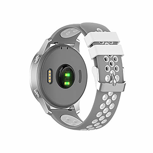 

bands compatible with garmin vivomove 3s, vivoactive 4s wristbands 18mm quick release silicone colourful bracelet strap band for vivomove 3s/vivoactive 4s smartwatch, soft and durable (gray&white)