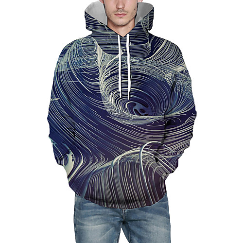 

Men's Pullover Hoodie Sweatshirt Graphic Abstract 3D Front Pocket Hooded Daily 3D Print 3D Print Casual Hoodies Sweatshirts Long Sleeve Navy Blue