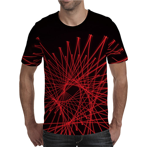 

Men's T shirt Shirt 3D Print Graphic 3D Plus Size Print Short Sleeve Daily Tops Elegant Exaggerated Round Neck Red