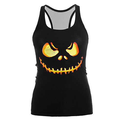 

Women's Halloween Tank Top Graphic Prints Print U Neck Halloween Tops Black