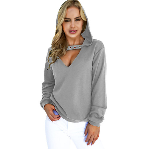 

Women's Pullover Hoodie Sweatshirt Plain V Neck Daily Basic Hoodies Sweatshirts Loose Army Green Gray Black