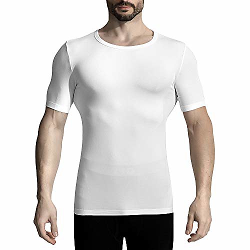 

bamboo rayon undershirt for men crew neck comfort slim fit tees short sleeve t-shirts small white