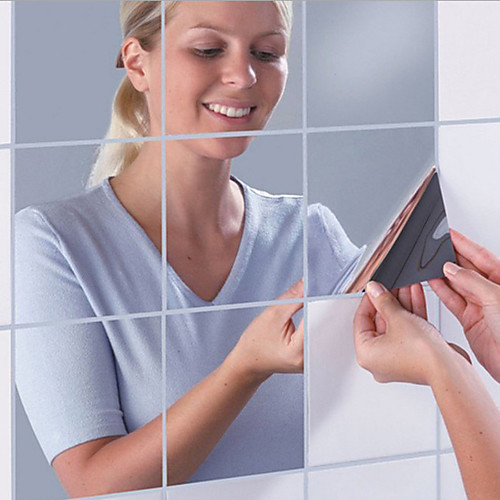 

9PCS 1515cm Mirror Wall Sticker Square Self-adhesive Acrylic Mirror Tiles Stickers For Bedroom Bathroom Home Decor Mural
