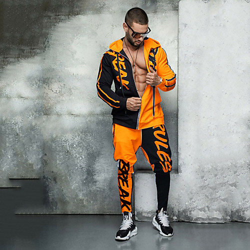 

Men's 2 Piece Full Zip Tracksuit Sweatsuit Street Casual 2pcs Winter Long Sleeve Thermal Warm Fitness Gym Workout Running Active Training Jogging Sportswear Normal Hoodie Track pants White Light Red
