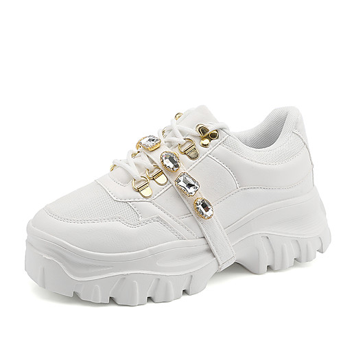 

Women's Trainers Athletic Shoes Wedge Heel Round Toe Casual Classic Minimalism Athletic Daily PU White Black Brown