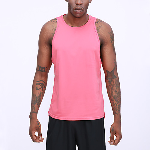 

UABRAV Men's Sleeveless Running Tank Top Singlet Top Summer Quick Dry Sweat Out Fitness Gym Workout Running Walking Jogging Sportswear Solid Colored White Black Pink Gray Activewear High Elasticity
