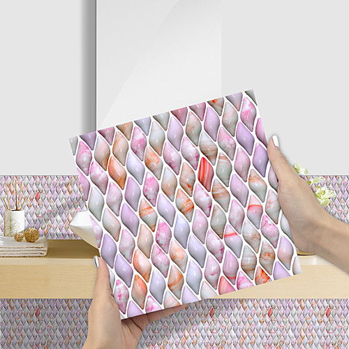 

Imitation Epoxy Tile Sticker Pink Purple Jade Mosaic Wall Sticker House Renovation DIY Self-adhesive PVC Wallpaper Painting Kitchen Waterproof and Oilproof Wall Sticker
