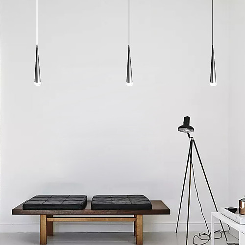 

1-Light 6CM(2.4 INCH) LED Pendant Light Metal Cone Chrome Modern Contemporary 90-240V