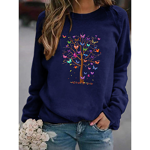 

Women's Hoodie Sweatshirt Graphic Butterfly Daily Basic Hoodies Sweatshirts Yellow Blushing Pink Gray