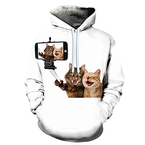 

Men's Pullover Hoodie Sweatshirt Graphic Animal Hooded Daily 3D Print Casual Hoodies Sweatshirts Long Sleeve White