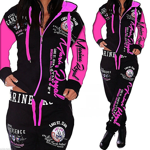 

Women's 2 Piece Full Zip Tracksuit Sweatsuit Casual Athleisure 2pcs Long Sleeve Thermal Warm Soft Fitness Gym Workout Running Active Training Jogging Sportswear Graffiti Normal Violet / Micro-elastic