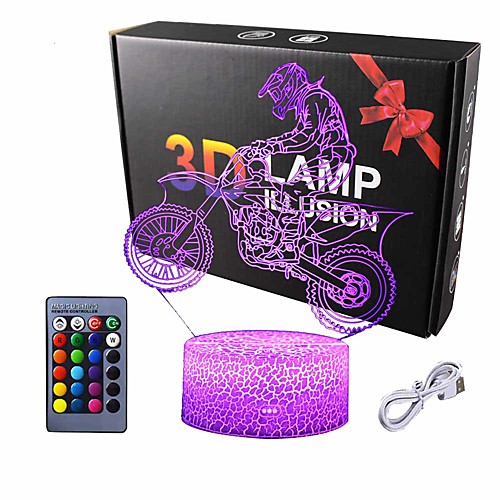 

Motocross 3D Lamp Gifts for Boys Girls Room Dirt Bike Decor Toys Night Light Bedside Gifts for Kids Baby 7 Colors Changing Nightlight with Battery Backup and Smart Control