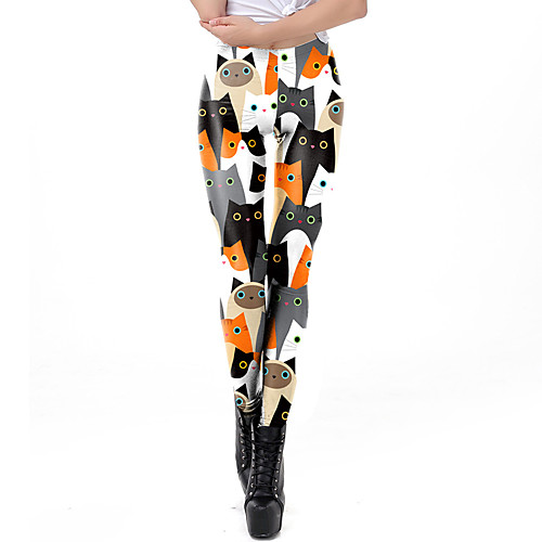 

Women's Sporty Comfort Sports Gym Yoga Leggings Pants Animal Full Length Print Black