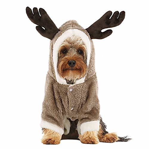 

dog costume for halloween christmas, cold weather warm fleece hoodie coat, one-piece jumpsuit clothes for small, medium dogs, pups, cats