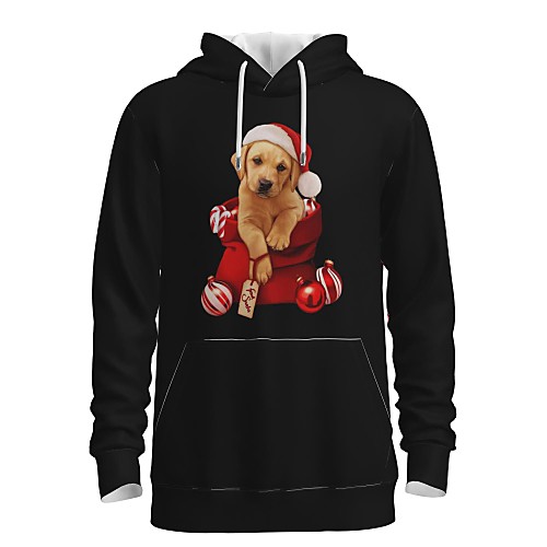 

Men's Pullover Hoodie Sweatshirt Animal Patterned Graphic 3D Front Pocket Hooded Christmas Daily 3D Print 3D Print Christmas Hoodies Sweatshirts Long Sleeve Black