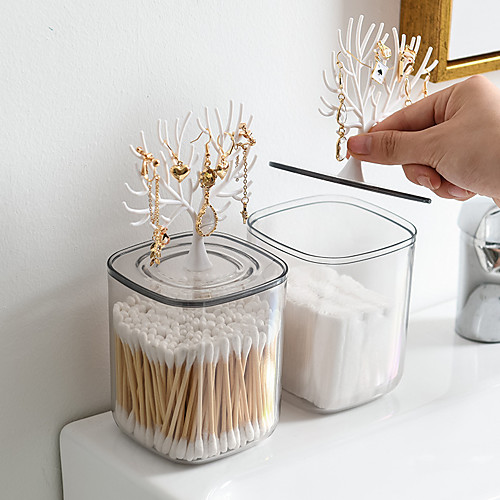 

New Plastic Nordic Desktop Swab Jewelry Doxes Creative Lovely Home Swab Box Acrylic With Cover Toothpick Box