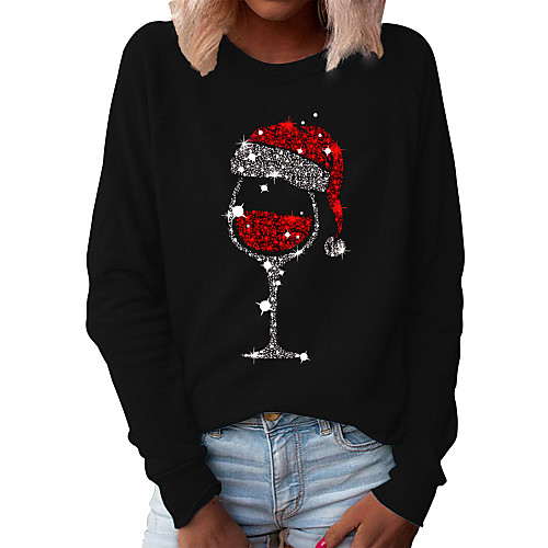 

Women's Pullover Sweatshirt Graphic Christmas Daily Basic Christmas Hoodies Sweatshirts Loose Blue Blushing Pink Gray