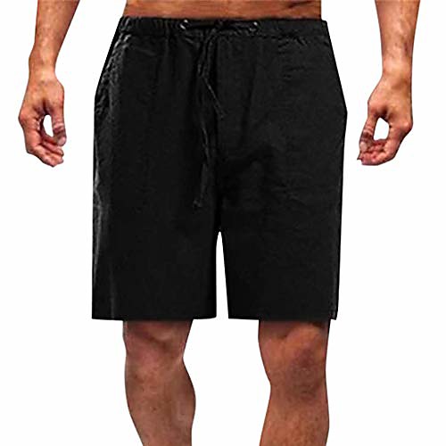 

men's swim trunks workout shorts athletic shorts drawstring beach shorts with pockets(l.black)