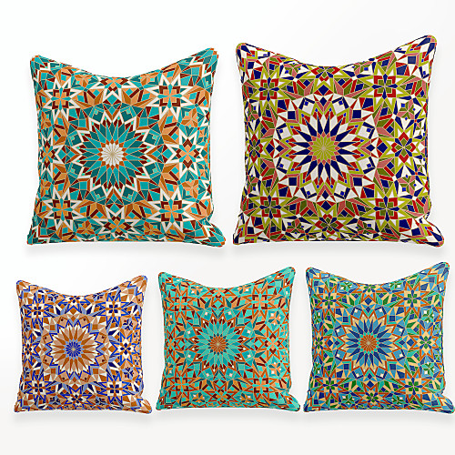 

Cushion Cover 5PCS Faux Linen Soft Decorative Square Throw Pillow Cover Cushion Case Pillowcase for Sofa Bedroom 45 x 45 cm (18 x 18 Inch) Superior Quality Machine Washable Colorful Floral Printed