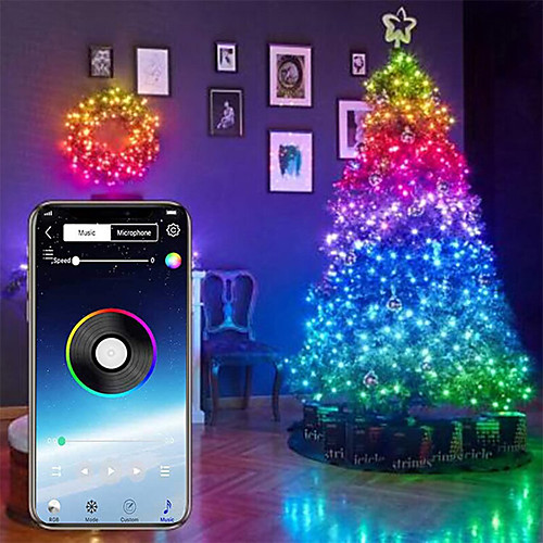 

RGB Fairy Lights Led String Lights for Indoor Outdoor Twinkle Lights USB 32.8FT String Lights Color Changing Music Sync Bluetooth APP Phone Starry Lights Bedroom(32.8FT 10M)