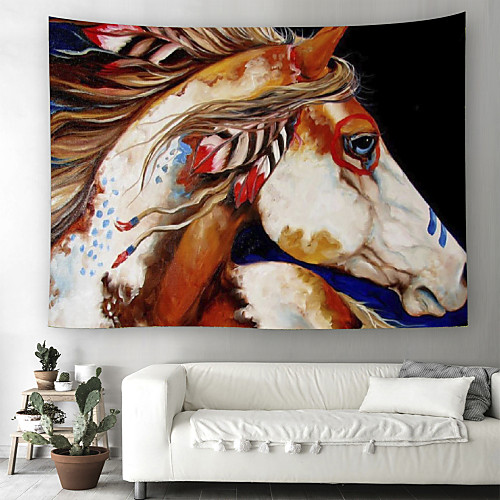 

Wall Tapestry Art Decor Blanket Curtain Picnic Tablecloth Hanging Home Bedroom Living Room Dorm Decoration Polyester Colored Horse