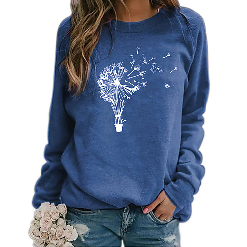 

Women's Hoodie Sweatshirt Graphic Dandelion Daily Basic Casual Hoodies Sweatshirts Blue Khaki Green