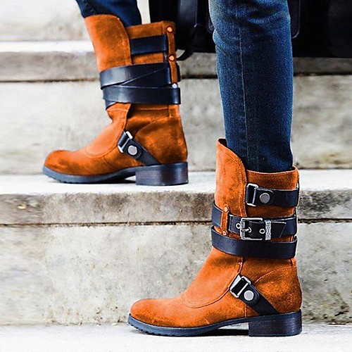 

Women's Boots Flat Heel Round Toe Daily PU Synthetics Yellow Orange Gray