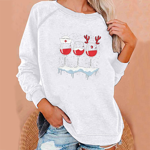 

Women's Hoodie Sweatshirt Graphic Christmas Christmas Hoodies Sweatshirts Loose Wine White Black