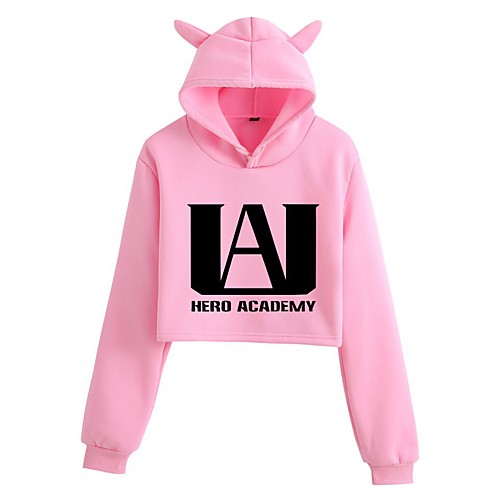 

Inspired by My Hero Academia Boko No Hero Deku Cosplay Costume Crop Top Hoodie Polyester / Cotton Blend Graphic Printing Cat Ear Harajuku Crop Top For Women's / Men's