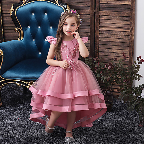 

Princess Flapper Dress Dress Party Costume Girls' Movie Cosplay Cosplay Costume Party Red Pink Green Dress Christmas Children's Day New Year Polyester Organza
