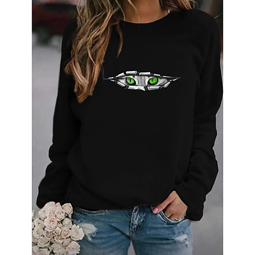 

Women's Hoodie Sweatshirt Cat Graphic 3D Daily Basic Casual Hoodies Sweatshirts Gray White Light gray