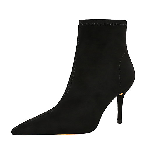 

Women's Boots Stiletto Heel Boots Stiletto Heel Pointed Toe Booties Ankle Boots Minimalism Daily Nubuck Solid Colored Black / Booties / Ankle Boots