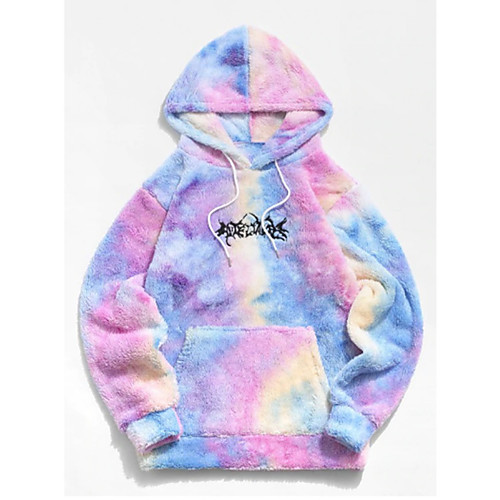 

Women's Hoodie Teddy Coat Tie Dye Front Pocket Daily Fuzzy Cute Hoodies Sweatshirts Slim Loose Purple Orange