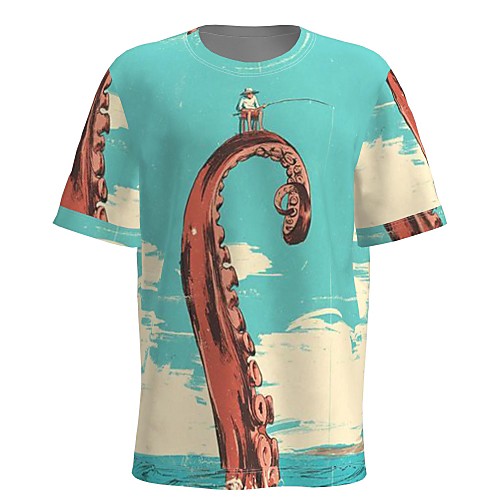 

Men's T shirt 3D Print Graphic 3D Animal Print Short Sleeve Daily Tops Round Neck Blue